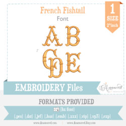 French fishtail embroidery font 2 inch