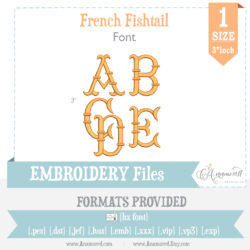 French fishtail embroidery font