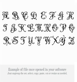 All letters for Ella Lorraine Flourish Font