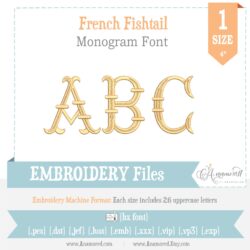 4 inch fancy fishtail embroidery monogram font