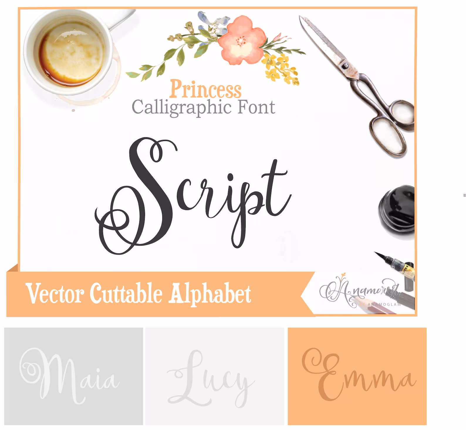 Princess Script Vector SVG Cuttable Alphabet