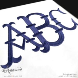 French Fishtail Large Embroidery Font, 4 and 5 inch