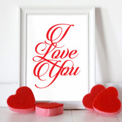 I love You on frame with hearts