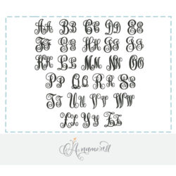 Upright monogram embroidery font