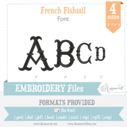 French Fishtail Embroidery Font 4 sizes