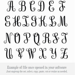 Fancy Upright Monogram Cuttable Alphabet, all letters