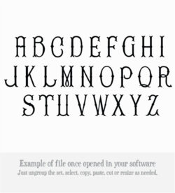 Fancy Fishtail Monogram Cuttable Font 26 letters