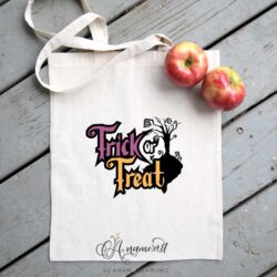 Trick or Treat Vector Graphic, Mockup on Tote Bag