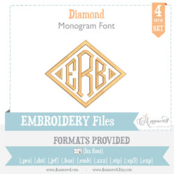 Diamond Point Embroidery Font for Embroidery Machines 4 inch