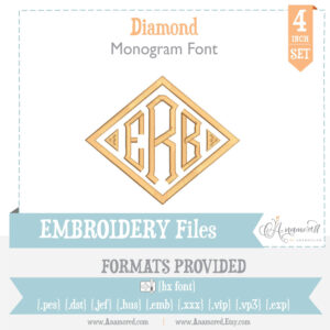 Diamond Point Embroidery Font for Embroidery Machines 4 inch