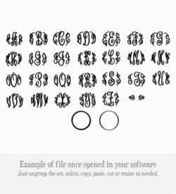 Fancy Circle Cuttable Vector Monogram Alphabet