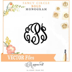Master Circle Fancy Monogram, Vector Format Shown on proofed on stamps by Anamored