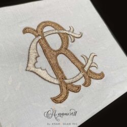 CR interlocking embroidery monogram design, sewout