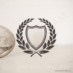 shield with laurel with back