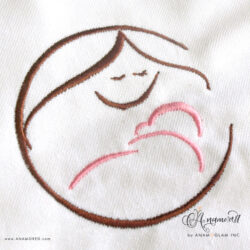 Mother with Baby Embroidery Design, Sewout