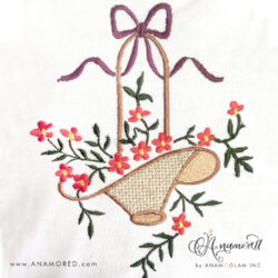 Sewout of Spring Basket Applique Embroidery Design Pattern