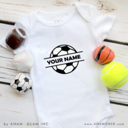 Soccer Name frame mockup on onesie