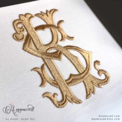 K and S, KS SK Embroidery Monogram Design