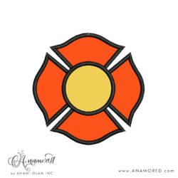 Firefighter Shield Crest Applique Embroidery Design Pattern