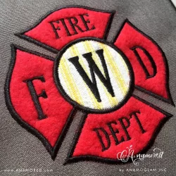 Firefighter Shield Crest Applique Embroidery Design Pattern Sewout