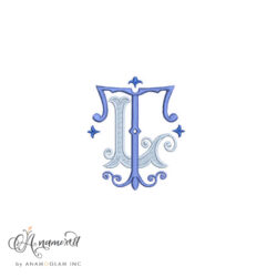 T and L Interlocking Embroidery Monogram Design Pattern Digital Proof
