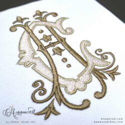H and C embroidery monogram design