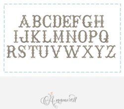 french fishtail embroidery monogram font, all letters
