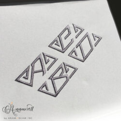 Sewout of letters A, B, C, and D in Diamond Art Deco EmbroideryMonogram Font, Men's Monogram
