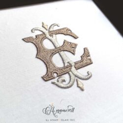 JE embroidery monogram design, Sewout