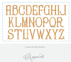 Fancy Fishtail Embroidery Font all letters 5 inch