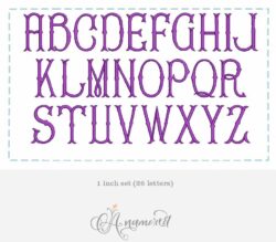 Fancy Fishtail 4 inch set all letters Embroidery Font
