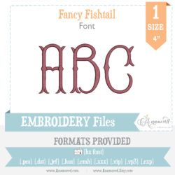 Fancy Fishtail 4 inch set Embroidery Font