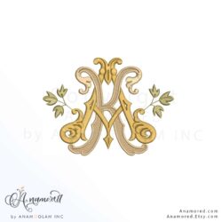 AK embroidery monogram design, digital proof