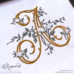 Antique Floral Monogram Font, Letter A in 3 inch