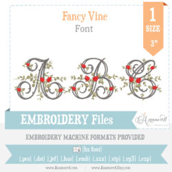 Fancy Floral Vine 3" Embroidery Font