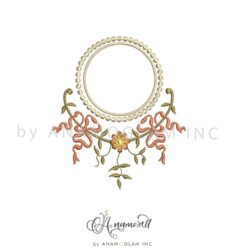 Floral Circular Monogram Frame wiht Dots and Bows, Digital Proof
