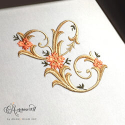 Floral Antique Embroidery Monogram Floral Font, Letter C