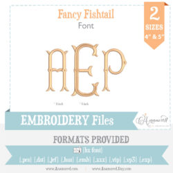 Fancy Fishtail Embroidery Font Large