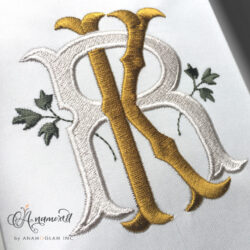 K and R Embroidery Monogram Sewout