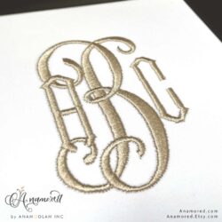 Vittoria Embroidery Monogram with Diamond Sides