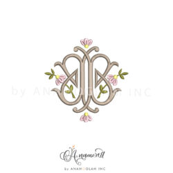 BB embroidery monogram design digital proof