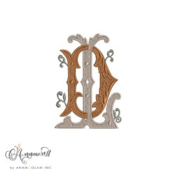 D and L interlocking embroidery monogram
