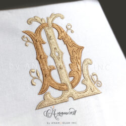 D and L interlocking embroidery monogram