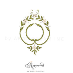 Floral Crest Embroidery Design Pattern