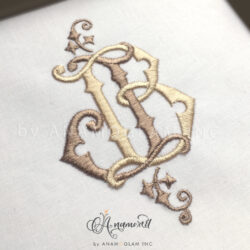 J and B Interlocking Embroidery Monogram Sewout