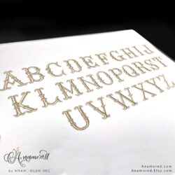 French Fishtail Embroidery Monogram Font, 2 inch Letters A-Z