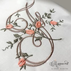 Fancy Vine Floral Rose Embroidery Font