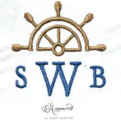 Nautical Ship Wheel Monogram Topper Sewout