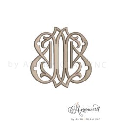 BB mirrored reflecting embroidery monogram design pattern