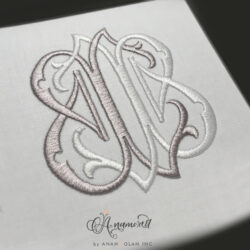BB mirrored reflecting embroidery monogram design pattern